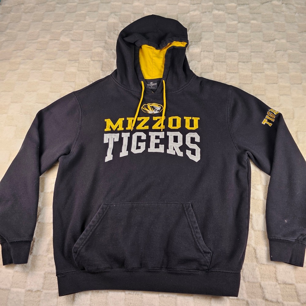 Colosseum MIZZOU Tigers Hoodie‎ Mens L Pullover Black Missouri U Sweatshirt